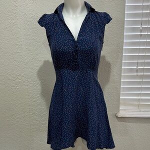 I love H81 Navy Blue Patterned Women's Dress